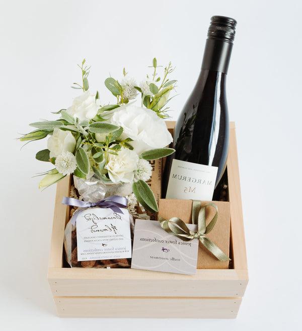 Petite Chocolate Wine + Flowers Gift Box